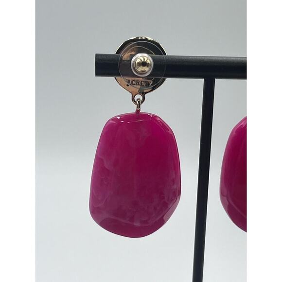 J. Crew Fresh Raspberry Marbled Ice Acrylic Drop Gold Tone Earrings - Picture 7 of 12